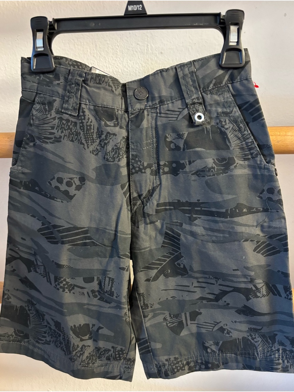 Black and Gray Camo-Print Kids Shorts